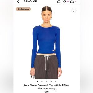 Alexander Wang Long Sleeve Crewneck Tee in Cobalt Blue